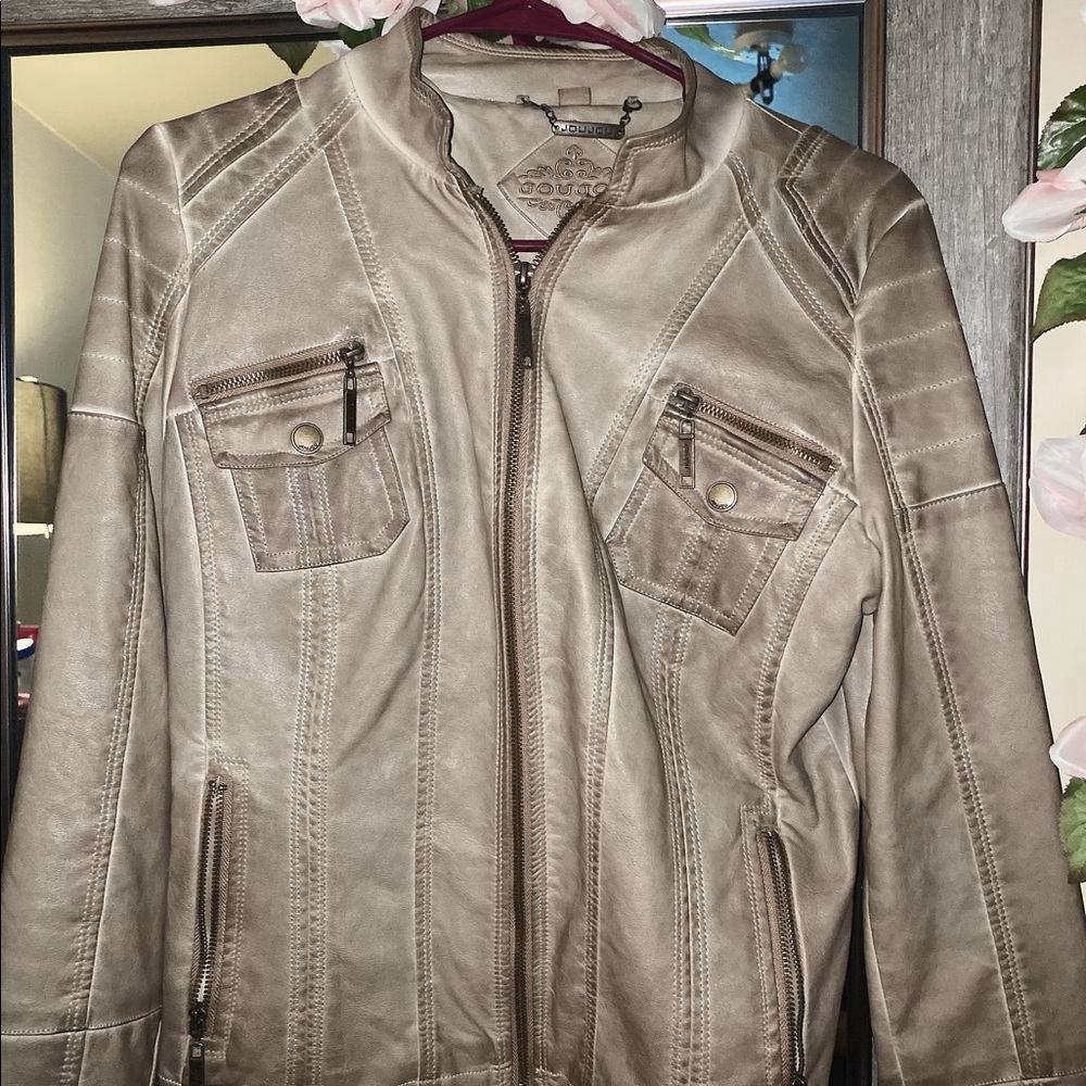 Tan leather jacket cute fit